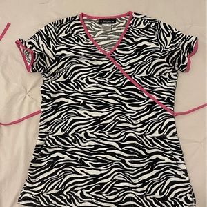 Baby Phat Zebra print Scrub Top